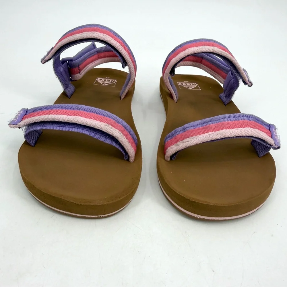 REEF Sandals Youth Girls 4/5 Little Ahi Convertible Pink Purple Stripes READ